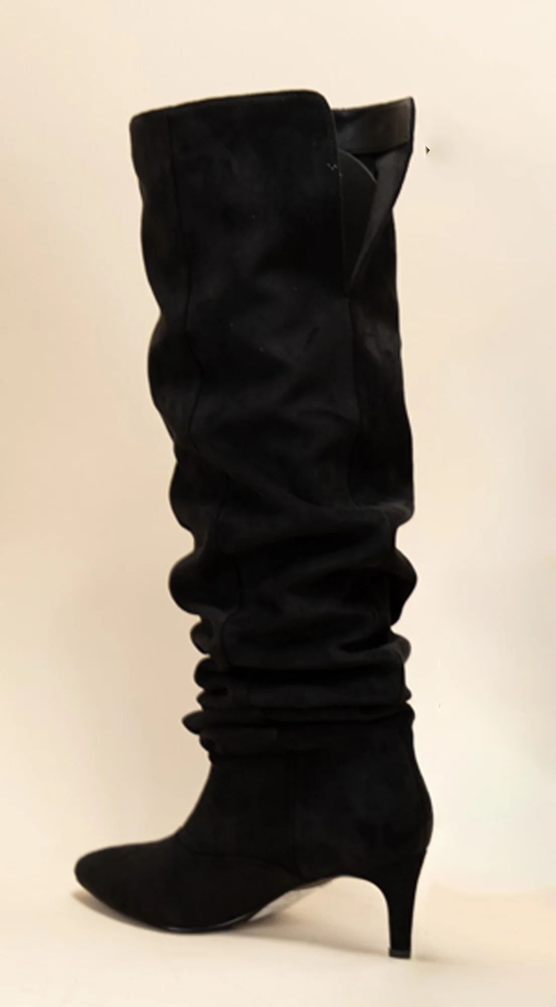 Sovana Suede Ruched Boots - Black - Image 2