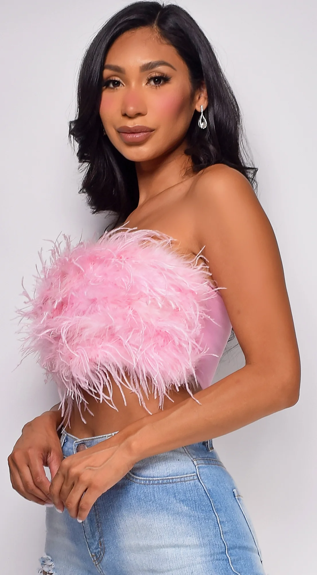 Stacie Pink Feather Tube Top - Image 3