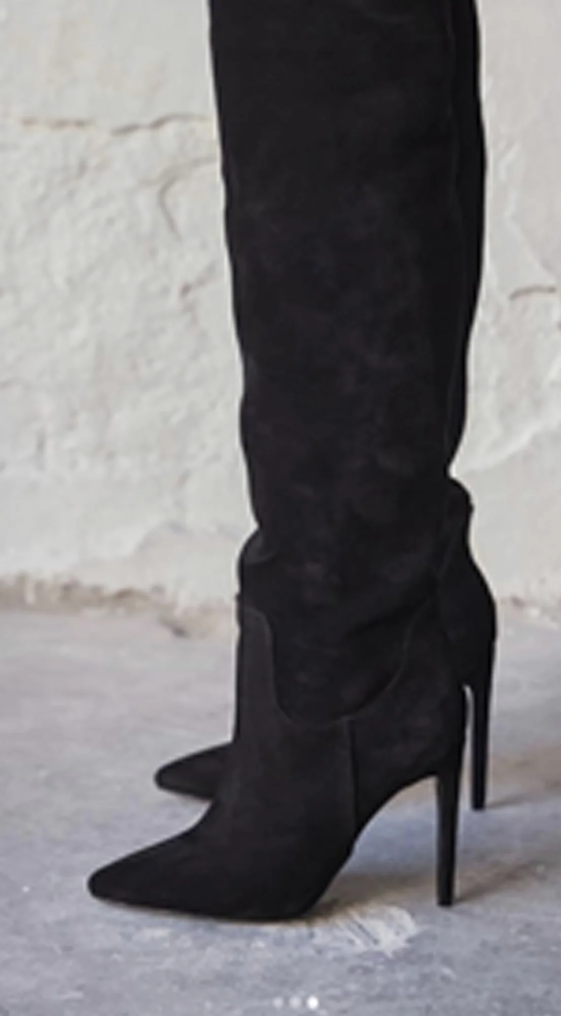 Tassa Faux Suede Pointed Toe Boots - Black - Image 4