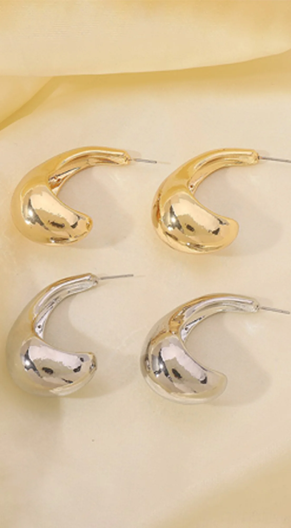 Via Metal Chunky Teardrop Hoop Earrings - Gold - Image 4