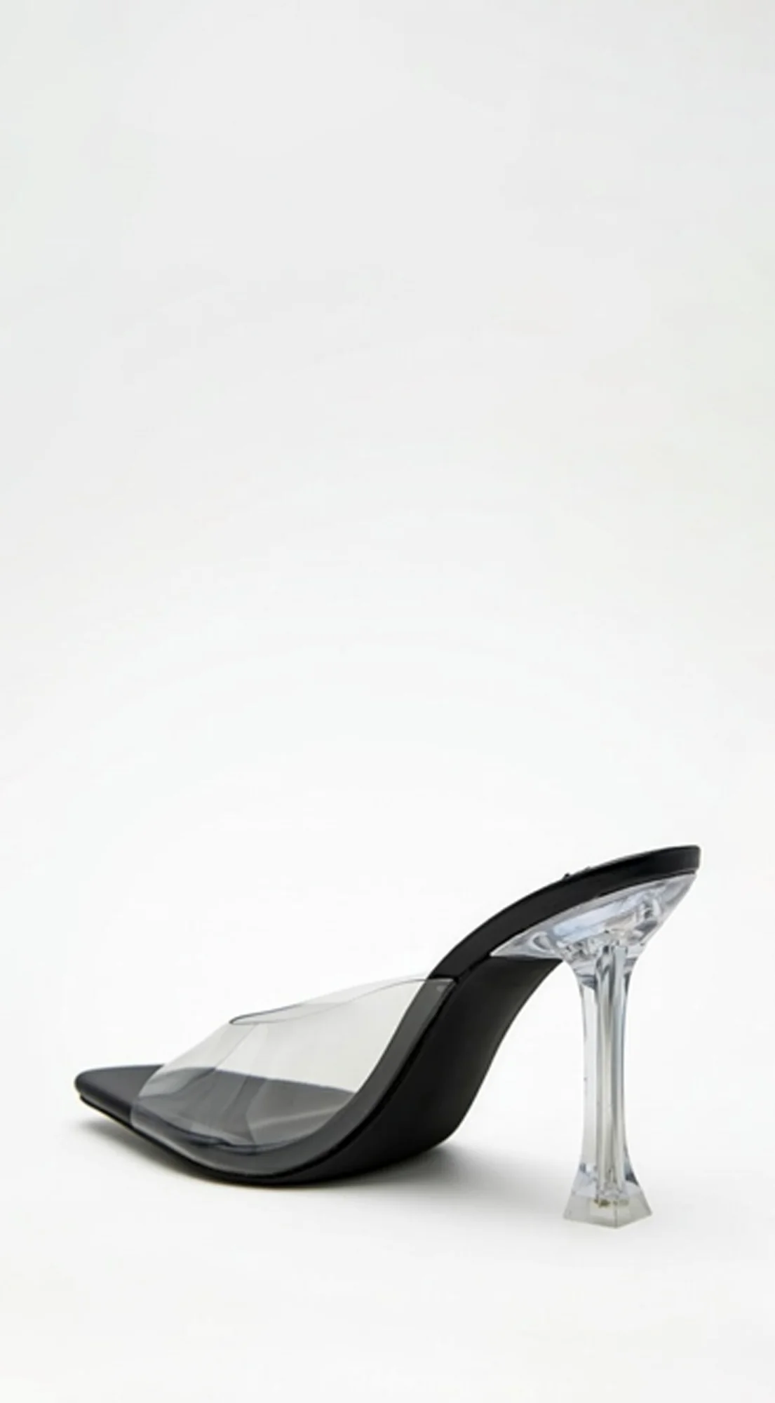 Victoria Clear Strap Mule Heels - Black - Image 3