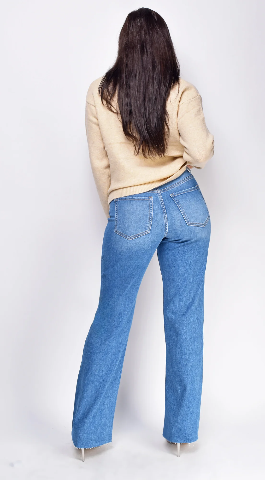 Vidya Blue Medium Wash Straight Leg Denim Jeans - Image 4