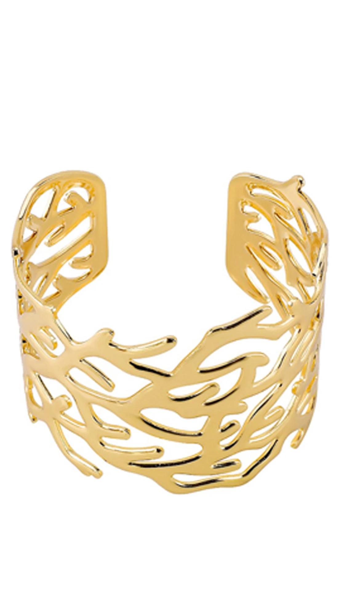 Vira Wide Hollow Metal Twig Cuff Bracelet- Gold - Image 5