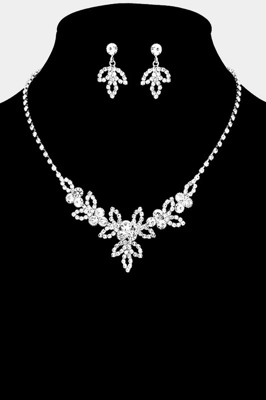 Wrapped Around You Silver Rhinestone Marquise Necklace & Earrings Set - Image 2