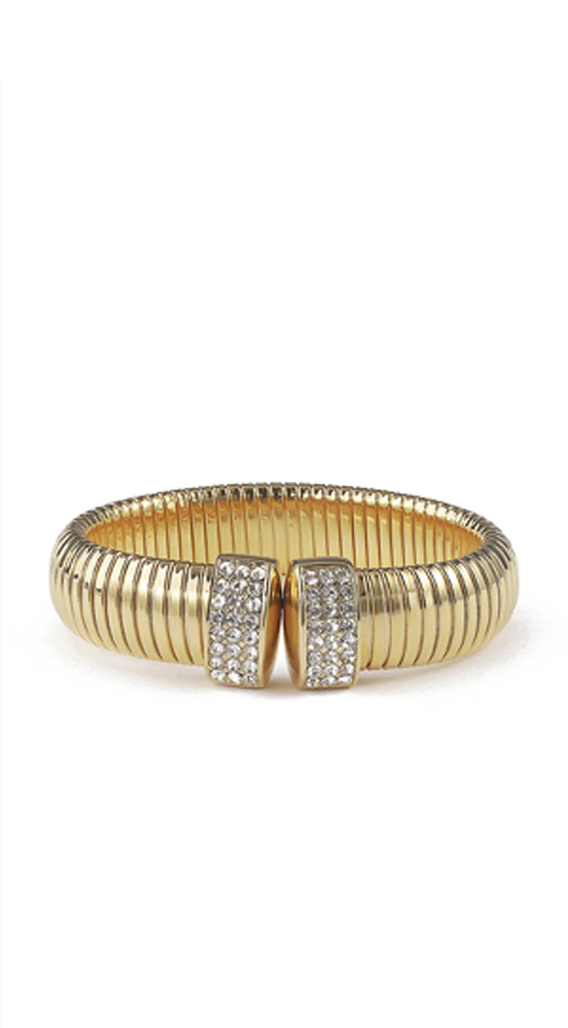 Xia Rhinestone Statement Open Bangle Bracelet - Gold - Image 5
